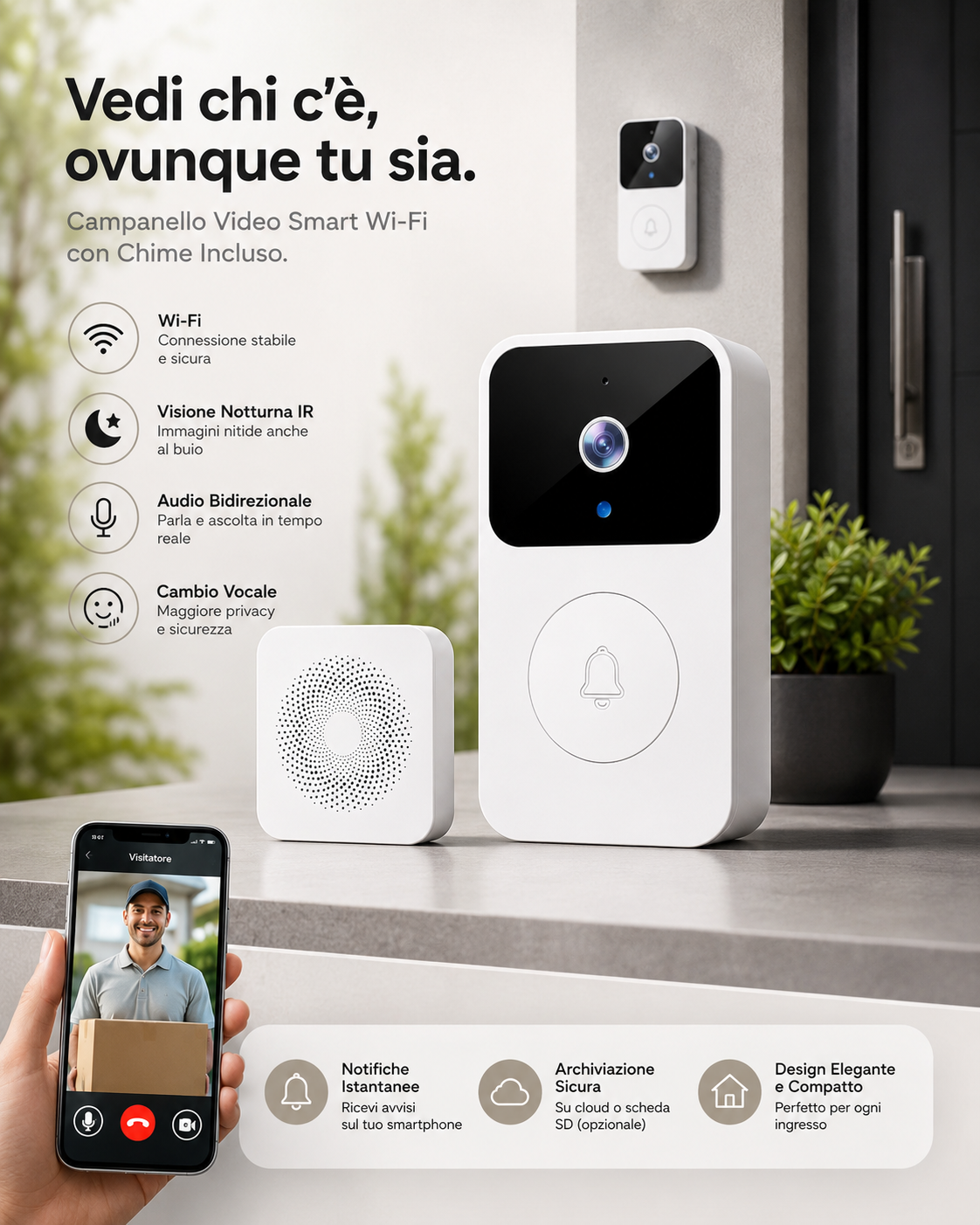 SmartBell™ – Videocitofono con collegamento a smartphone e visione notturna
